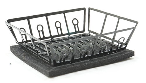 Dollhouse Miniature Black Dish Drainer W/ Mat